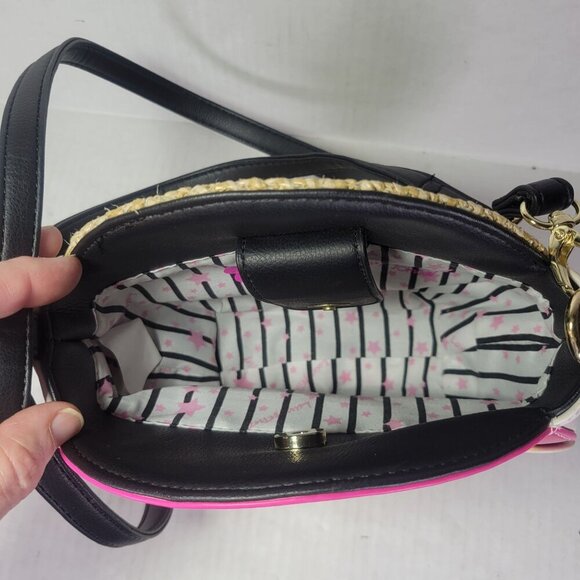 Luv Betsy By Betsey Johnson Rainbow Straw Round Adjustable Crossbody Bag - Picture 4 of 10